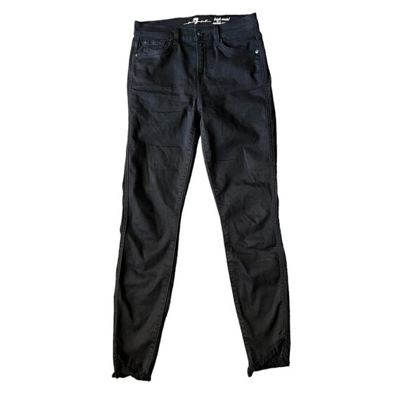 7 For All Mankind High waist ankle Gwenevere Skinny Raw Hem Black Jeans. Size 27 - Picture 1 of 10
